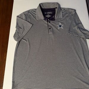 Dallas Cowboys Authentic Men's Polo Size XL Blue White Striped Star Team Logo